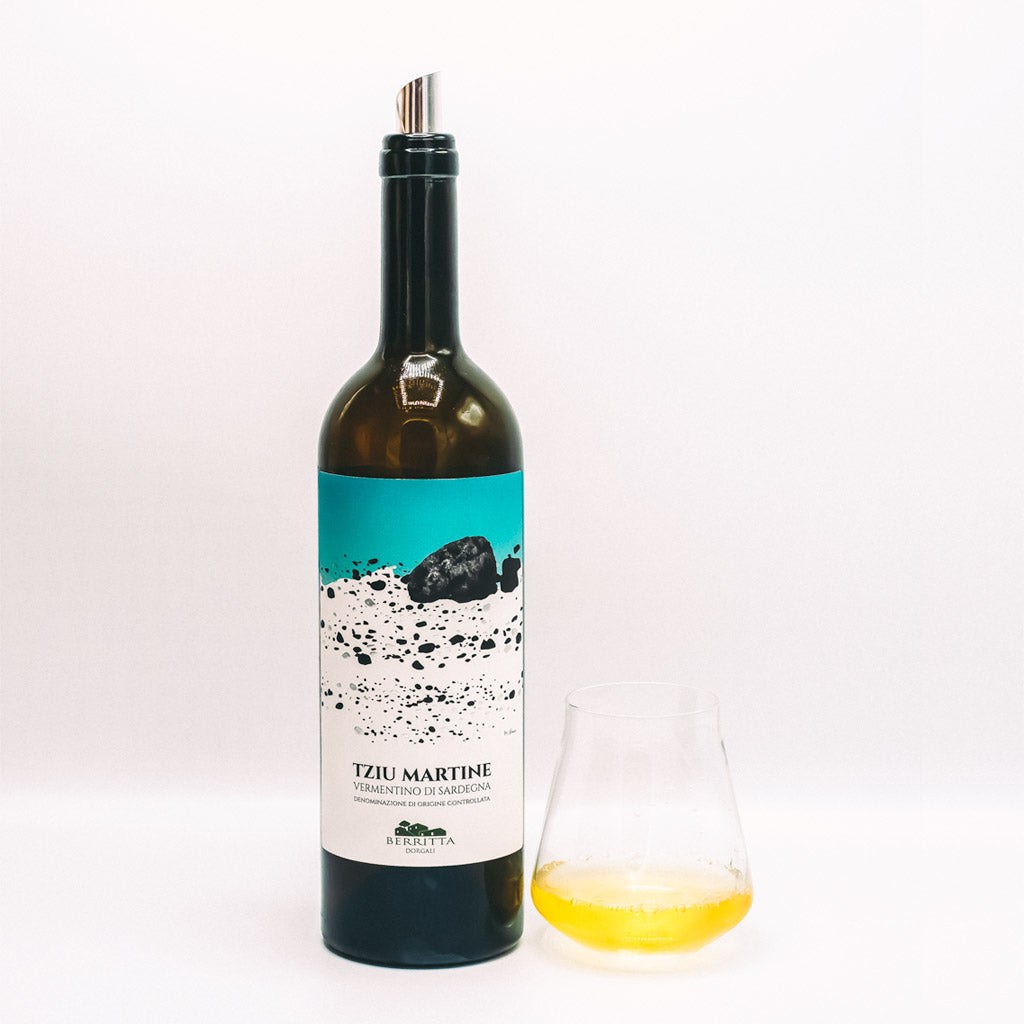 Cantina Berritta Tziu Martine Vermentino White Wine Bottle, Sardinia, Italy