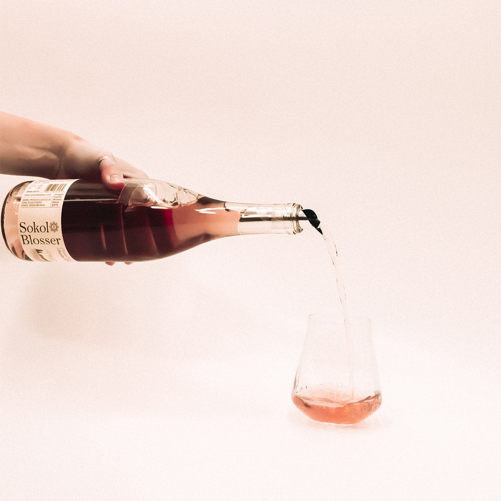 Sokol Blosser Estate Pinot Noir Rose Willamette Valley Oregon, USA, Rose wine bottle Pouring into glass
